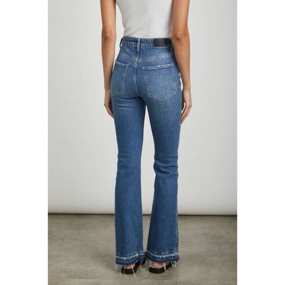 RAILS THE SUNSET HIGH RISE SLIM FLARE JEANS MAZARINE LET DOWN HEM SIZE 28 - Picture 4 of 14